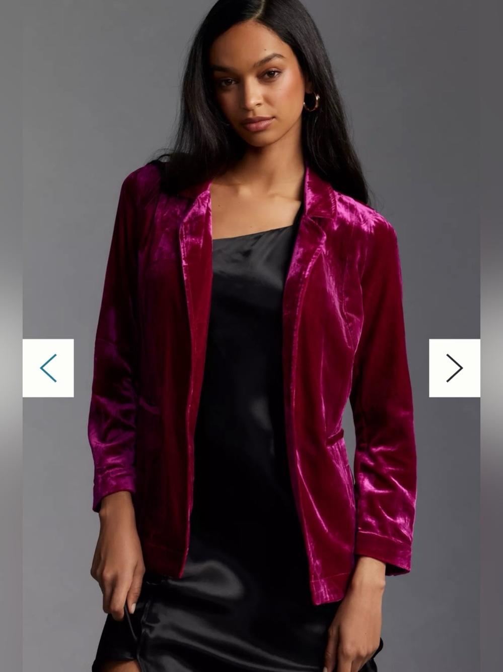 Anthropologie Pink Velvet Tulip-Hem Open Front Blazer Jacket Women's Size XS